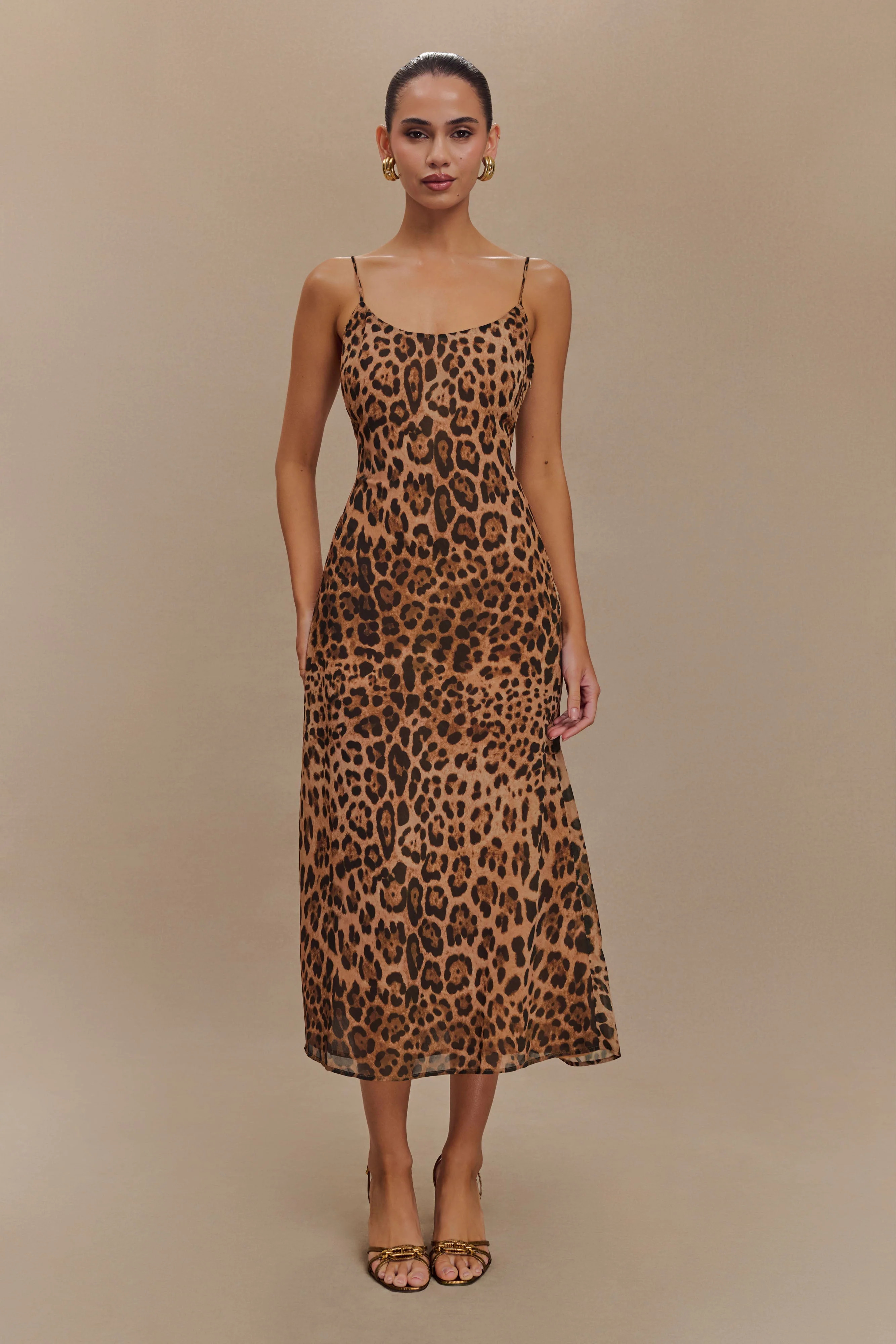 Leanne Chiffon Midi Dress - Leopard Print | Meshki (APAC)
