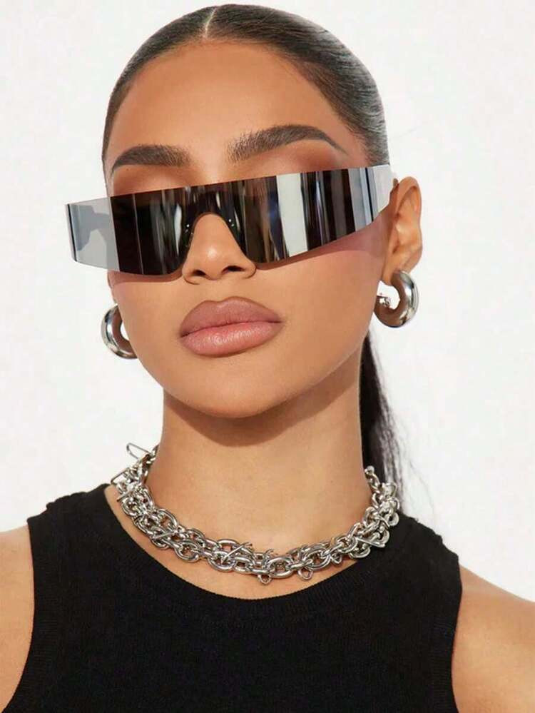 2pcs Frameless Wrapped Fashion Glasses With Y2K Futuristic Technology, Personalized, Versatile Women's Fashion Glasses Suitable For Daily Wear, Street Photography, Vacation, Tourism, Beach Accessories For Summer Beach Vacation,Outdoor,Travel | SHEIN