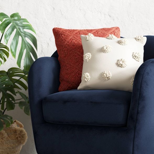 Pom-Pom Square Throw Pillow Cream - Opalhouse™ | Target