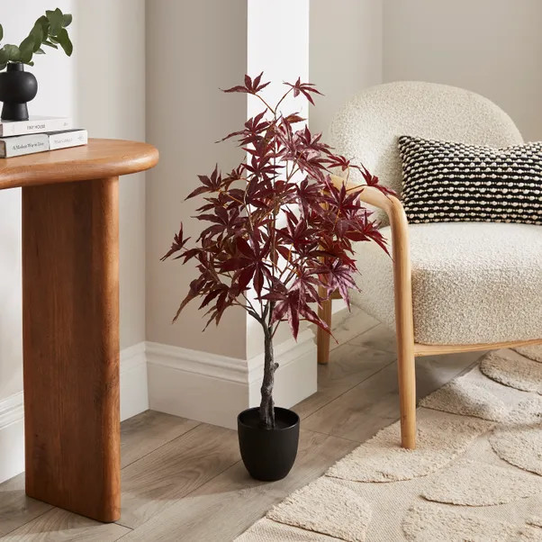 Artificial Burgundy Maple Acer Tree in Black Pot | Dunelm