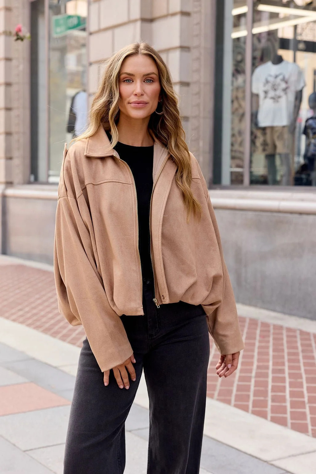Suede Bubble Hem Jacket - Camel | Magnolia Boutique
