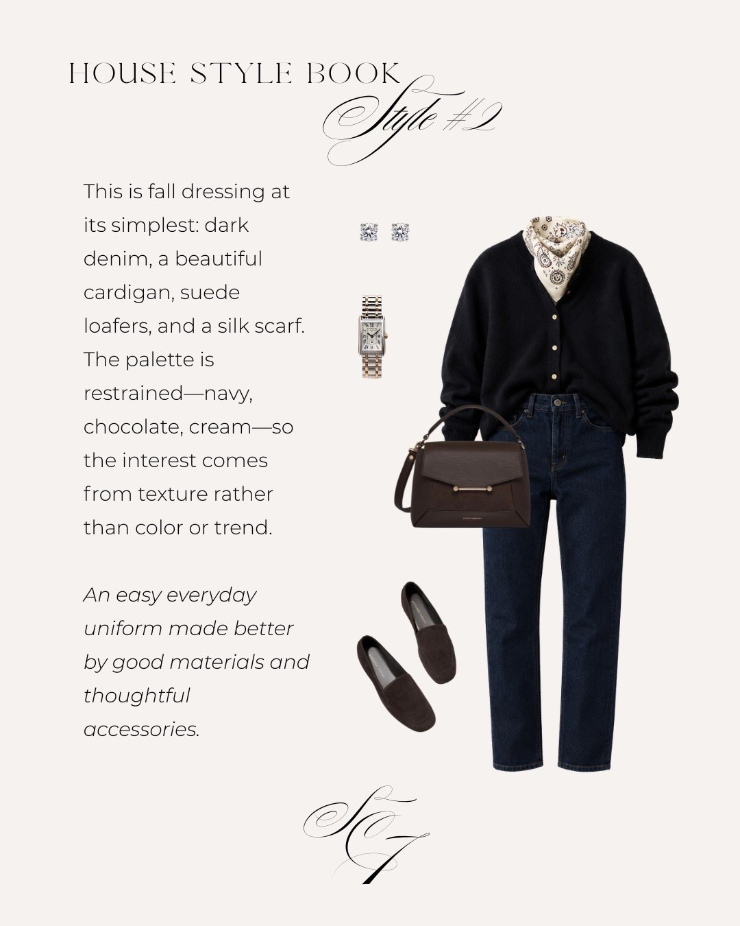 One of my favorite color combinations for fall: deep navy, chocolate brown and a little cream. Dark denim keeps this grounded for everyday, while the cardigan, silk scarf and suede loafers make it feel considered. Proof that an outfit doesn’t need much when the colors, textures and proportions are right.

#FallStyle #FallOutfit #NavyAndBrown #ClassicStyle #QuietLuxury #FallLayers #EverydayElegance #SilkAndCedar

#LTKootd #LTKmomlife #LTKOver40