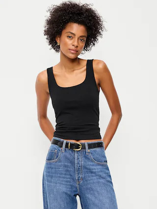 Hug Double-Layer Scoop-Neck Tank Top | Old Navy (US)