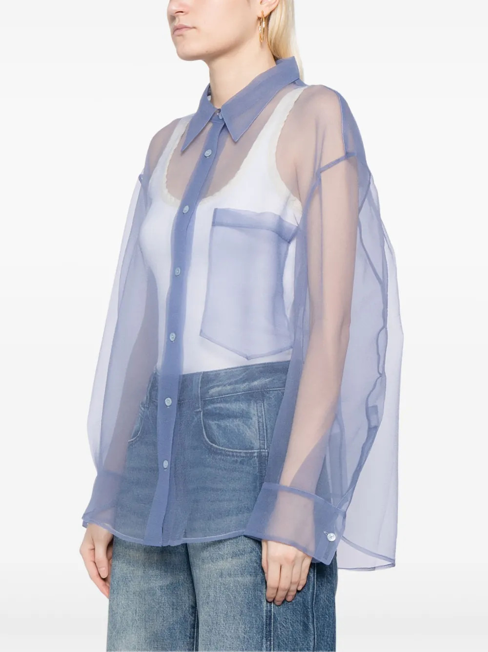 JNBY Oversized Sheer Shirt - Farfetch | Farfetch Global