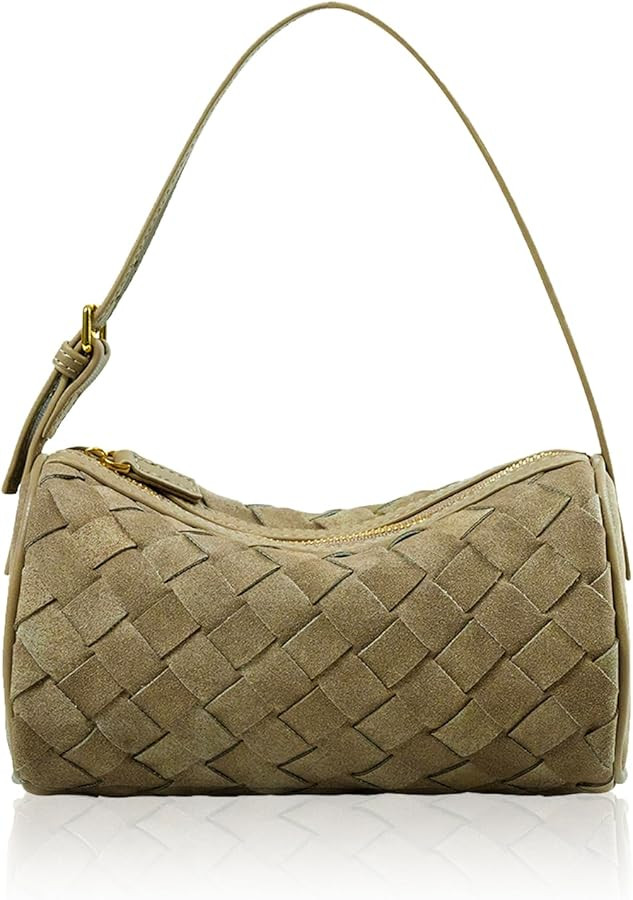 Woven Leather Bag, Evening Bag Clutch Purses for Women, Leather Top-handle Shoulder Bags, Small W... | Amazon (US)
