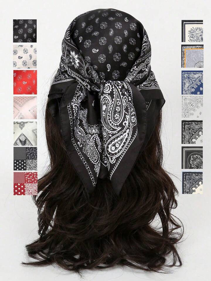 1pc Paisley Printed Bandana Headband Handbag Decoration Silk Square Scarf Suitable For Daily Use Bandana,Hair Band,Head Band Ideal For Dressing Up Your Look | SHEIN