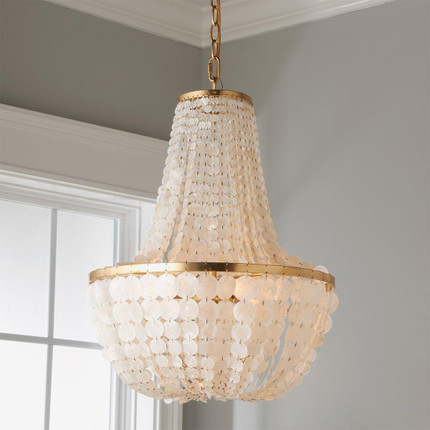 Elegant Capiz Shell Basket Chandelier