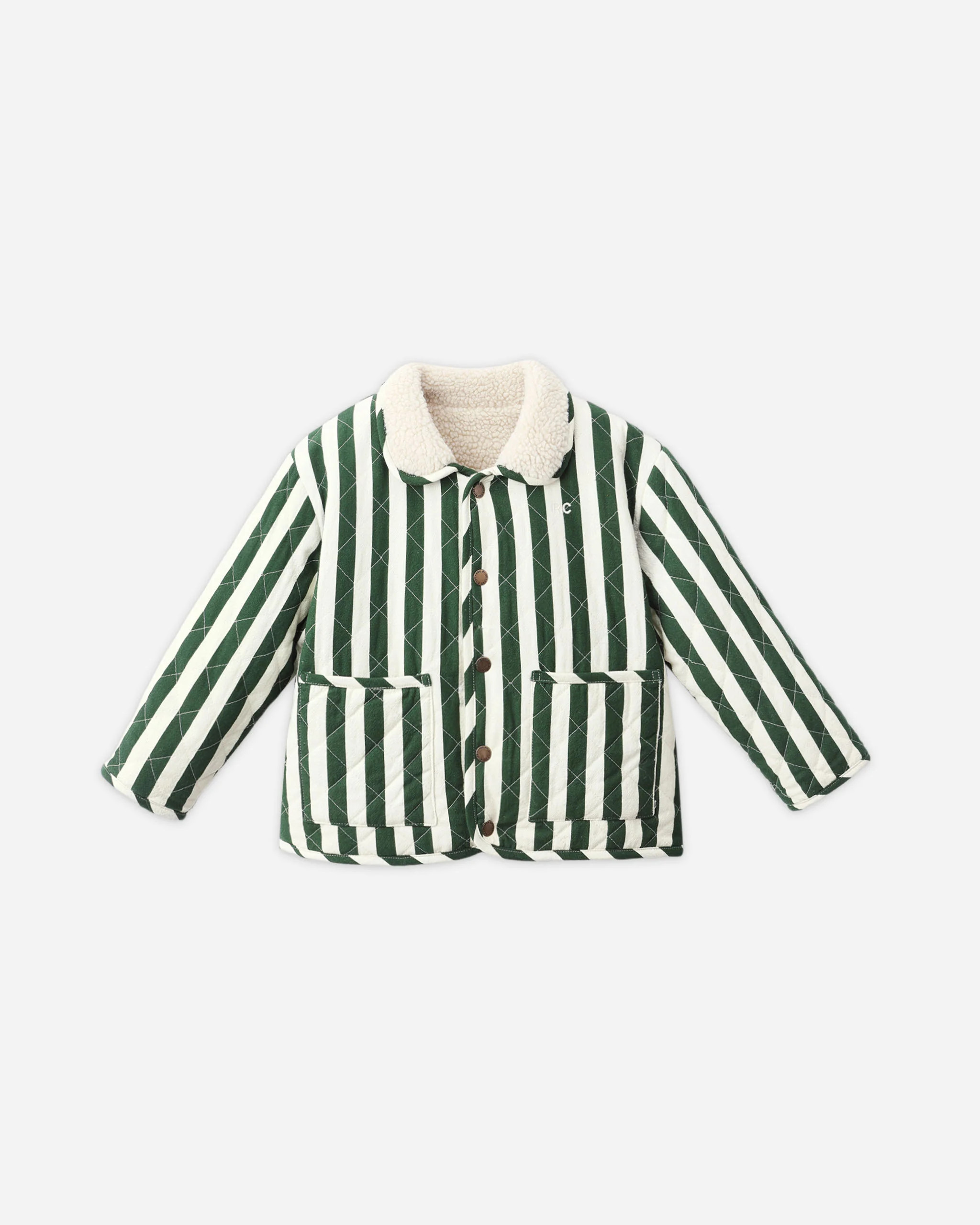 Quilted Winter Coat || Green Stripe | Rylee + Cru