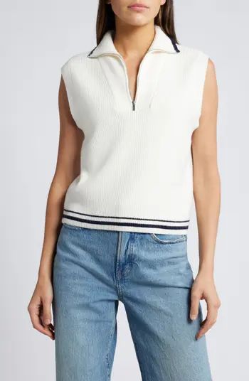 MANGO Rizon Sweater Vest | Nordstrom | White Sweater Vest | Vest Outfits | Vest And Jeans | Nordstrom