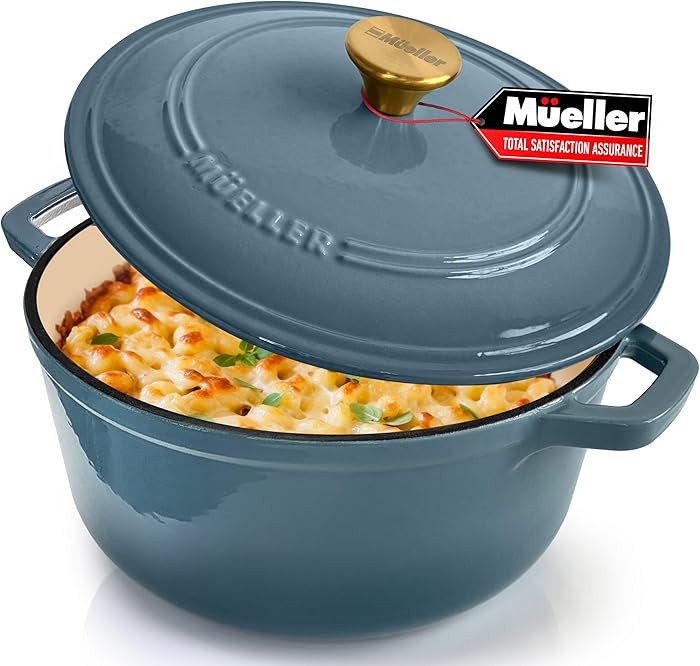 MÜELLERHOME 6 Quart Enameled Cast Iron Pot Dutch Oven, Heavy-Duty, Oven-Safe up to 500° F & Acr... | Amazon (US)