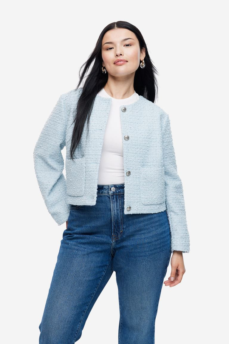 Bouclé Jacket - Black/plaid - Ladies | H&M US | H&M (US + CA)