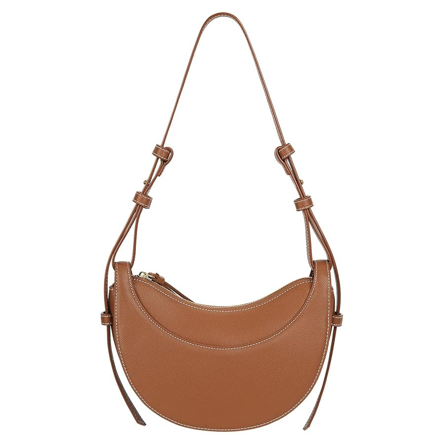 Faux Leather Saddle Bag for Women Shoulder Bag Crescent Purse Trendy Crossbody Purse Hobo Handbag | Amazon (US)