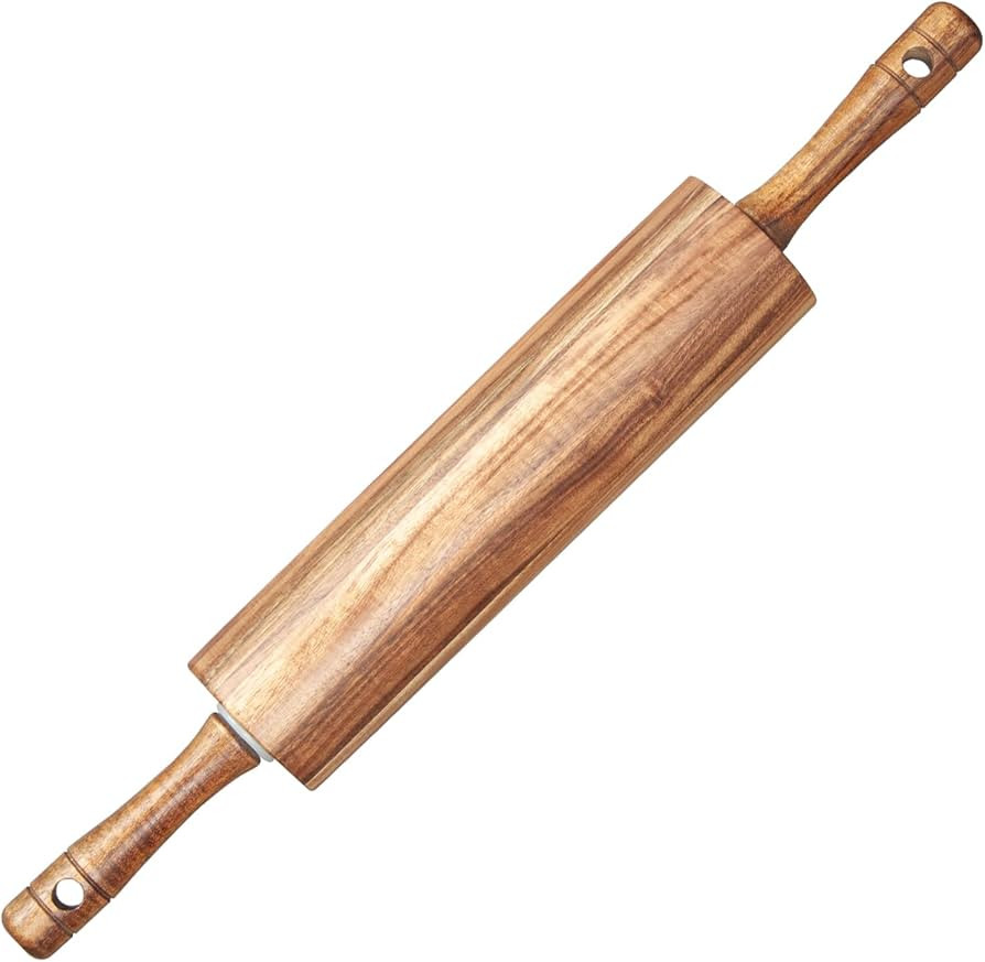 Acacia Wooden Rolling Pin for Baking - Non-Stick Dough Roller with Handles- 17 Inches Long Baking... | Amazon (US)