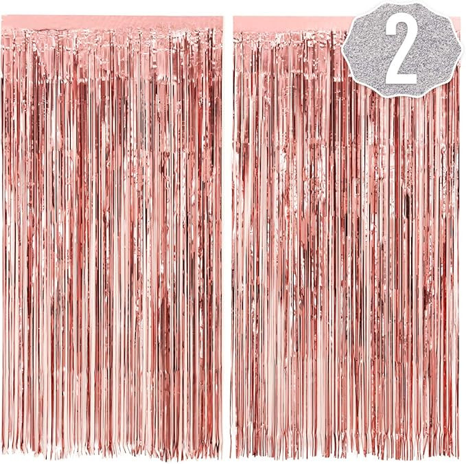 xo, Fetti Bachelorette Party Decorations Rose Gold Fringe Foil Curtain - Set of 2 | Bridal Shower... | Amazon (US)