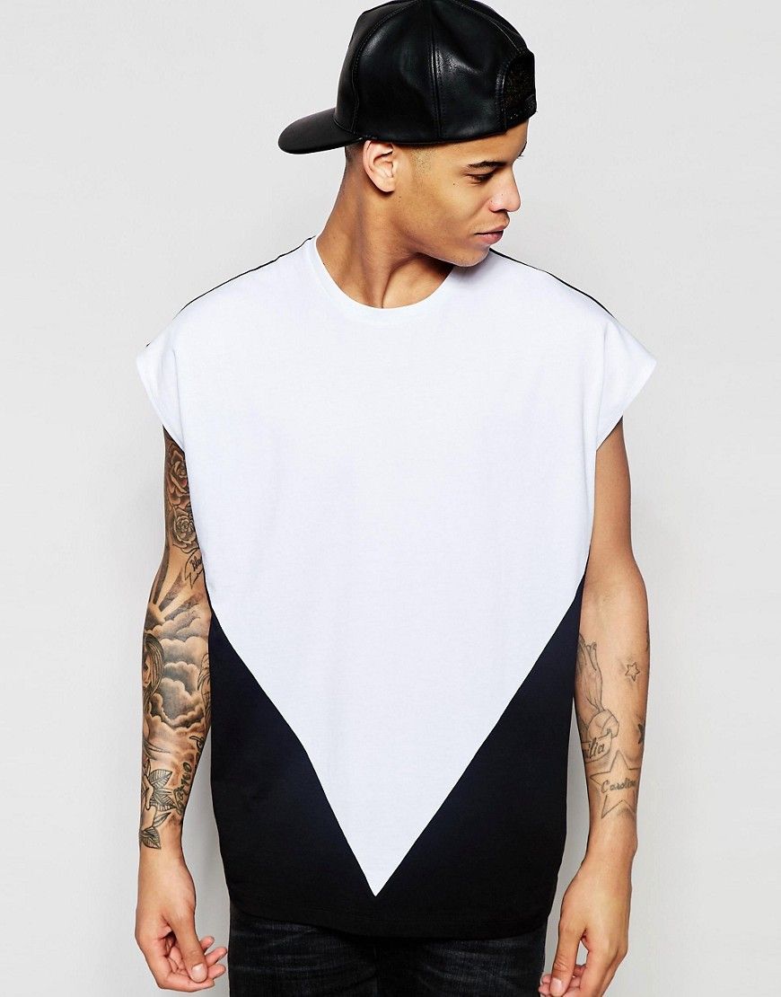 ASOS Longline Super Oversized Sleeveless T-Shirt With Triangle Cut & Sew Yoke | ASOS UK