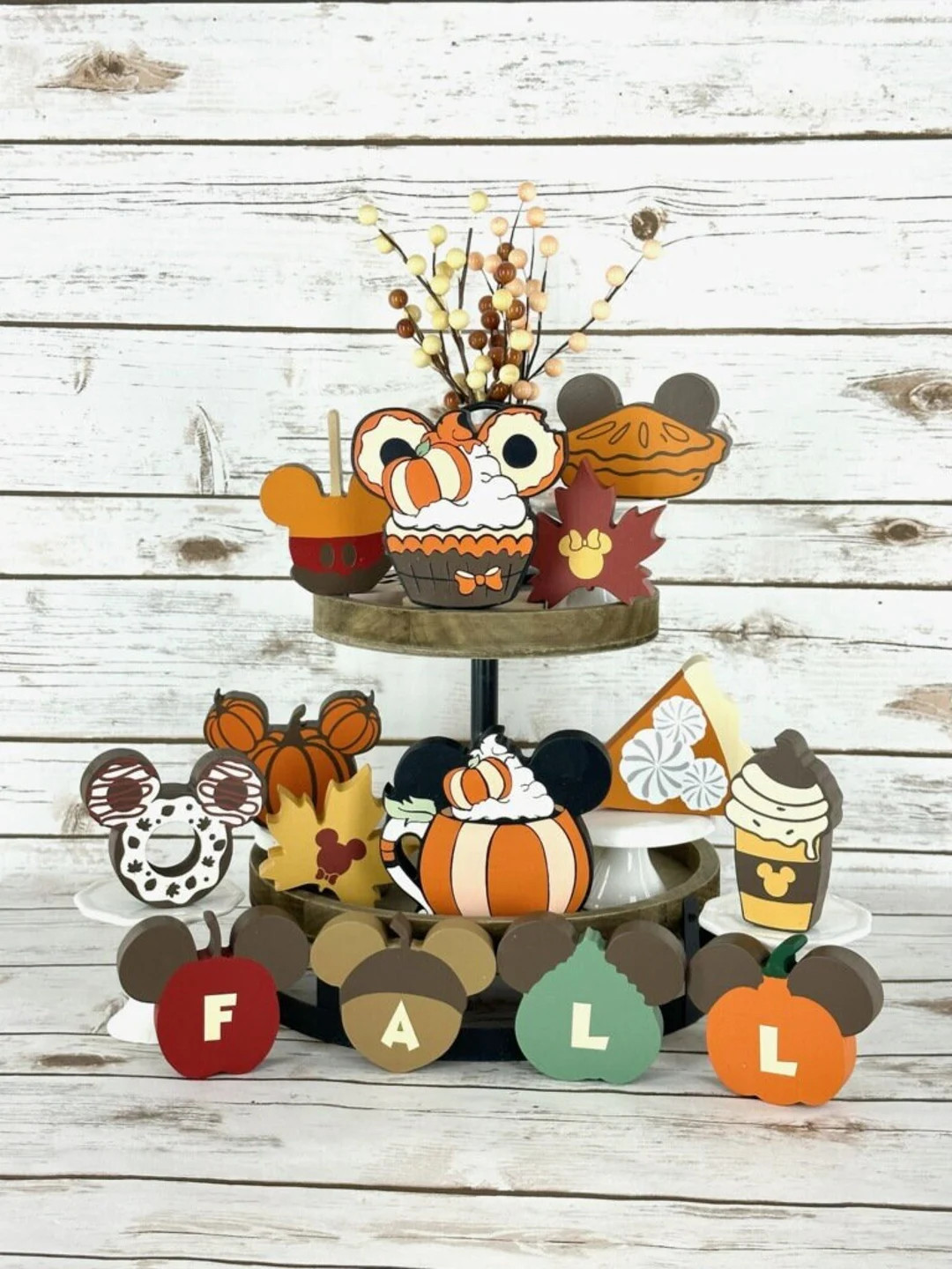 Disney Inspired Pumpkin Spice Tiered Tray Decor, Disney Fall Decor, Mickey Fall Decor, Mickey Lat... | Etsy (US)
