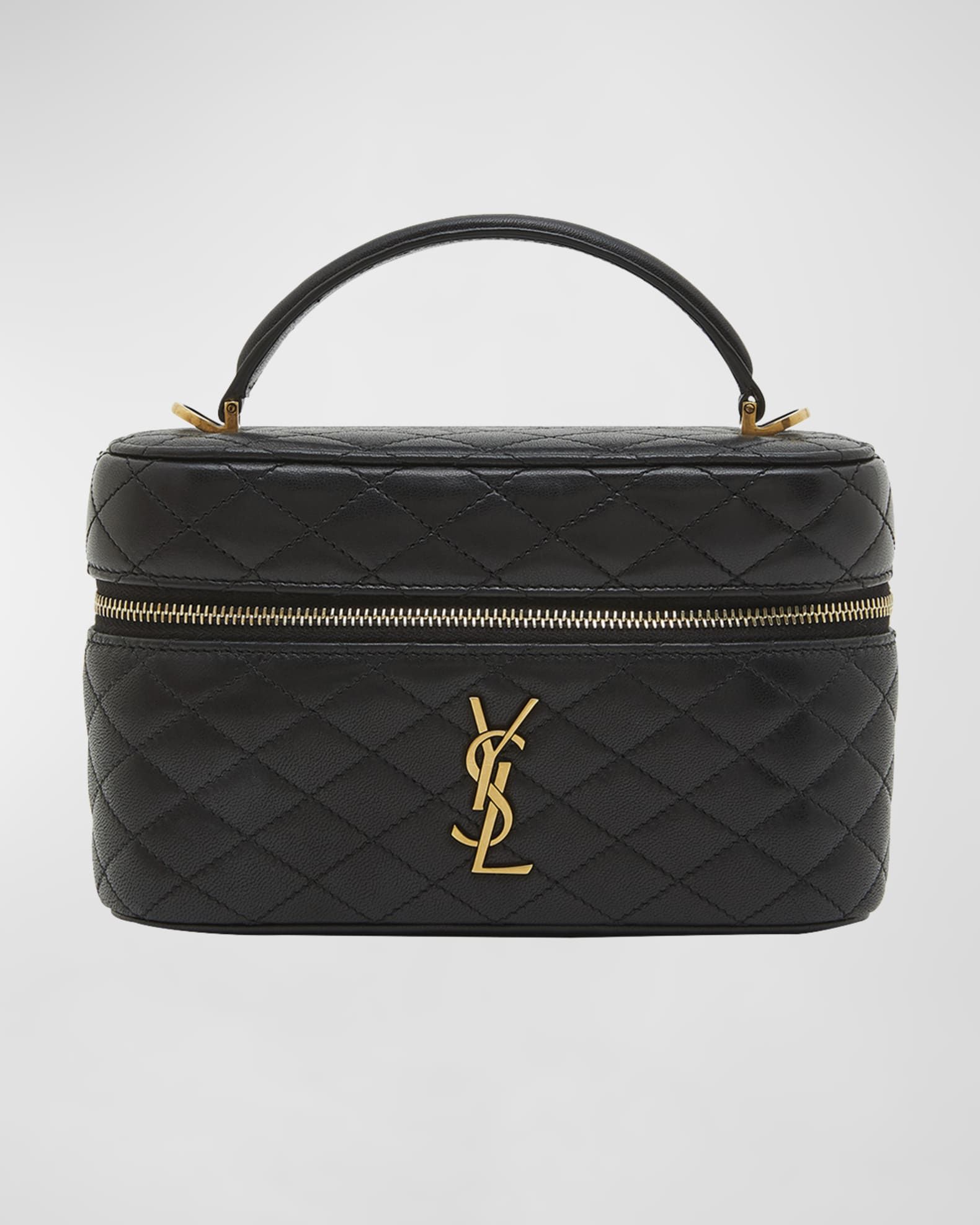 Saint Laurent Gabby Mini Vanity Case in Quilted Leather with Gold Hardware | Neiman Marcus