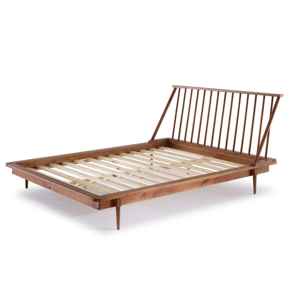 Delacora WE-BDQSPIN Queen Wooden Modern Platform Bed Frame (Walnut) | Bed Bath & Beyond