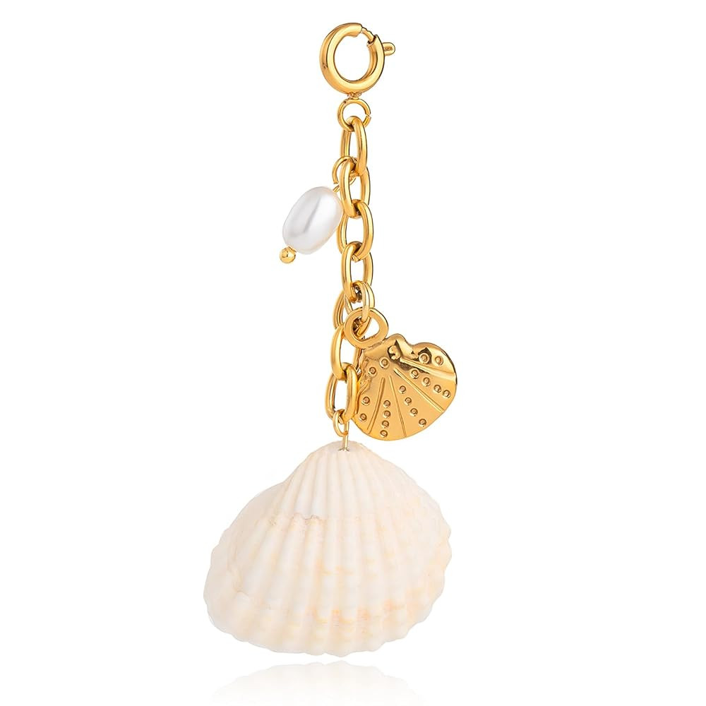 FAMARINE Shell Beach Keychain for Women Starfish Seahorse Sun Rainbow Keychain | Amazon (US)