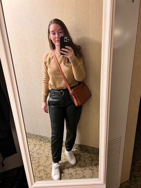Feeling the contradictions of a conservative sweater and a super rad pair of leather pants today  

#LTKSeasonal #LTKunder50 #LTKtravel