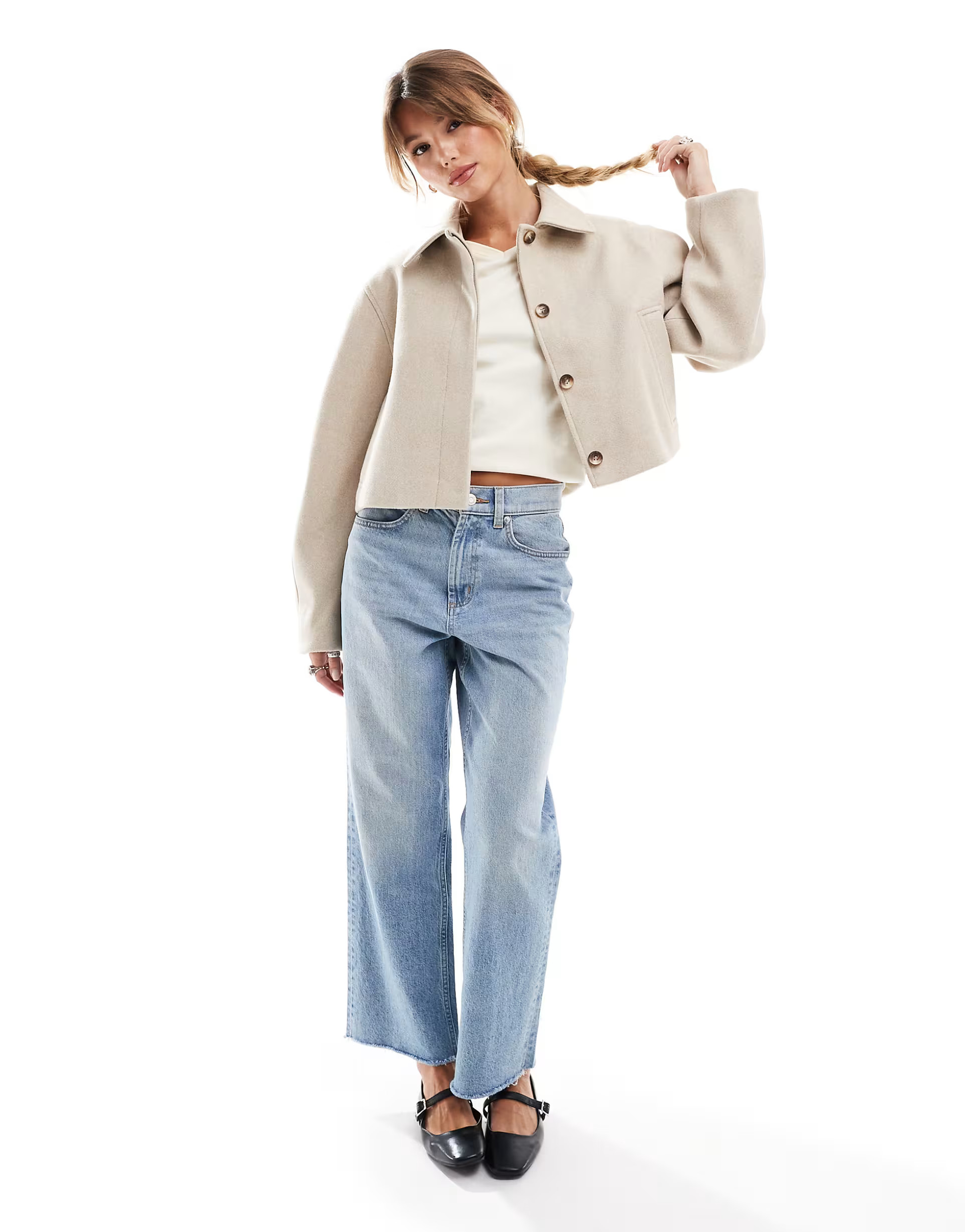 ASOS DESIGN top collar jacket in oatmeal | ASOS (Global)