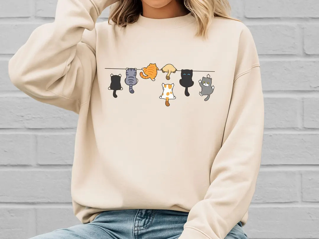 Cat Lover Sweatshirt, Cute Cat Sweatshirt, Black Cat Shirt, Cat Peeking Sweatshirt, Womens Funny ... | Etsy (US)