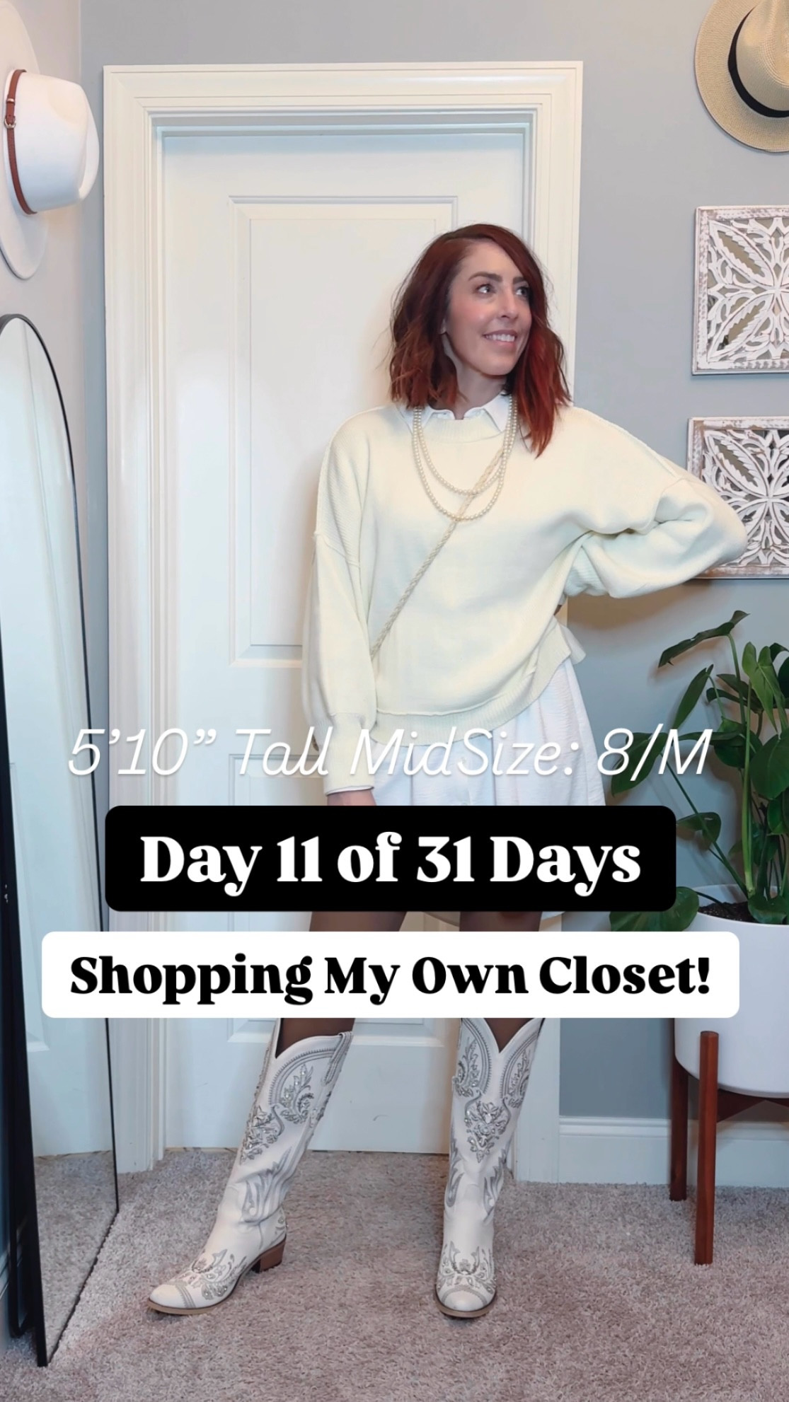 Monochromatic but make it magic. ✨ Who says sticking to one color can’t turn heads?

Day 11 of my 31 Days of Closet Magic Challenge is all about creamy neutrals from head to toe. I started with a white button-down shirt dress, layered it with an oversized cream sweater (because cozy is always a vibe), and added fleece-lined winter tights to stay warm. White cowboy boots brought the Western flair, and my trusty wicker circular crossbody bag and oversized sunnies kept it chic and playful.

Monochrome never looked so effortless—tall-girl approved and totally cozy for winter days!

Are you team monochrome or team mix-it-up?
🤍 Monochrome all the way!
🎨 I love color combos!

#ClosetMagicChallenge #MonochromaticMagic #TallGirlFashion #TallWomenStyle #TallSizes #WinterChic #BohoWesternStyle #shopyourcloset #shopyourclosetchallenge 

#LTKShoeCrush #LTKStyleTip #LTKMidsize