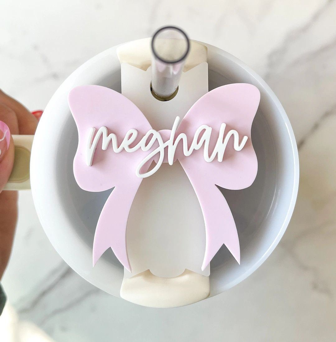 Coquette Stanley Name Plate | Bow Stanley Topper | Personalized Stanley Cup | Tumbler Name Tag | ... | Etsy (US)