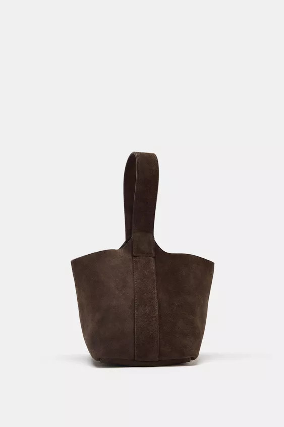 SUEDE LEATHER MINI BUCKET BAG | Zara AU