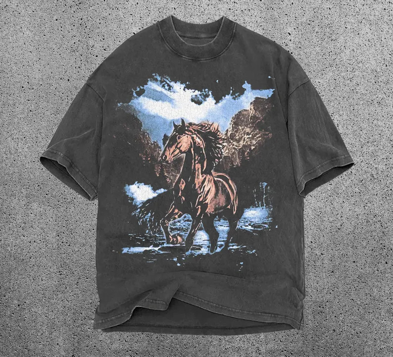 Vintage Horse Graphic T-shirt, 90s Distressed Horse Shirt, Retro Western Tee, Horse Lover Gift Eq... | Etsy (US)