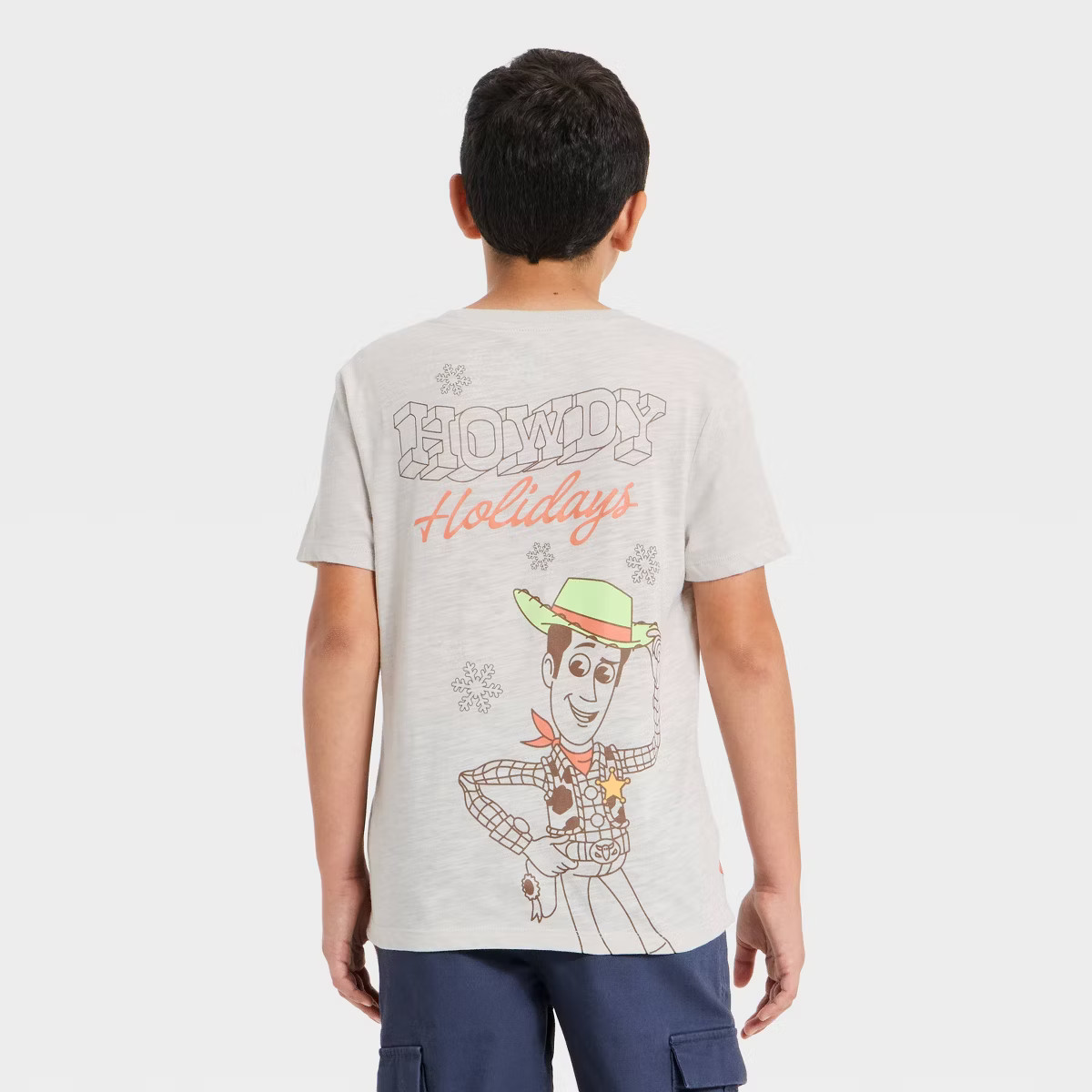 Boys' Toy Story Buzz Lightyear Holiday Short Sleeve Graphic T-Shirt - Light Gray | Target