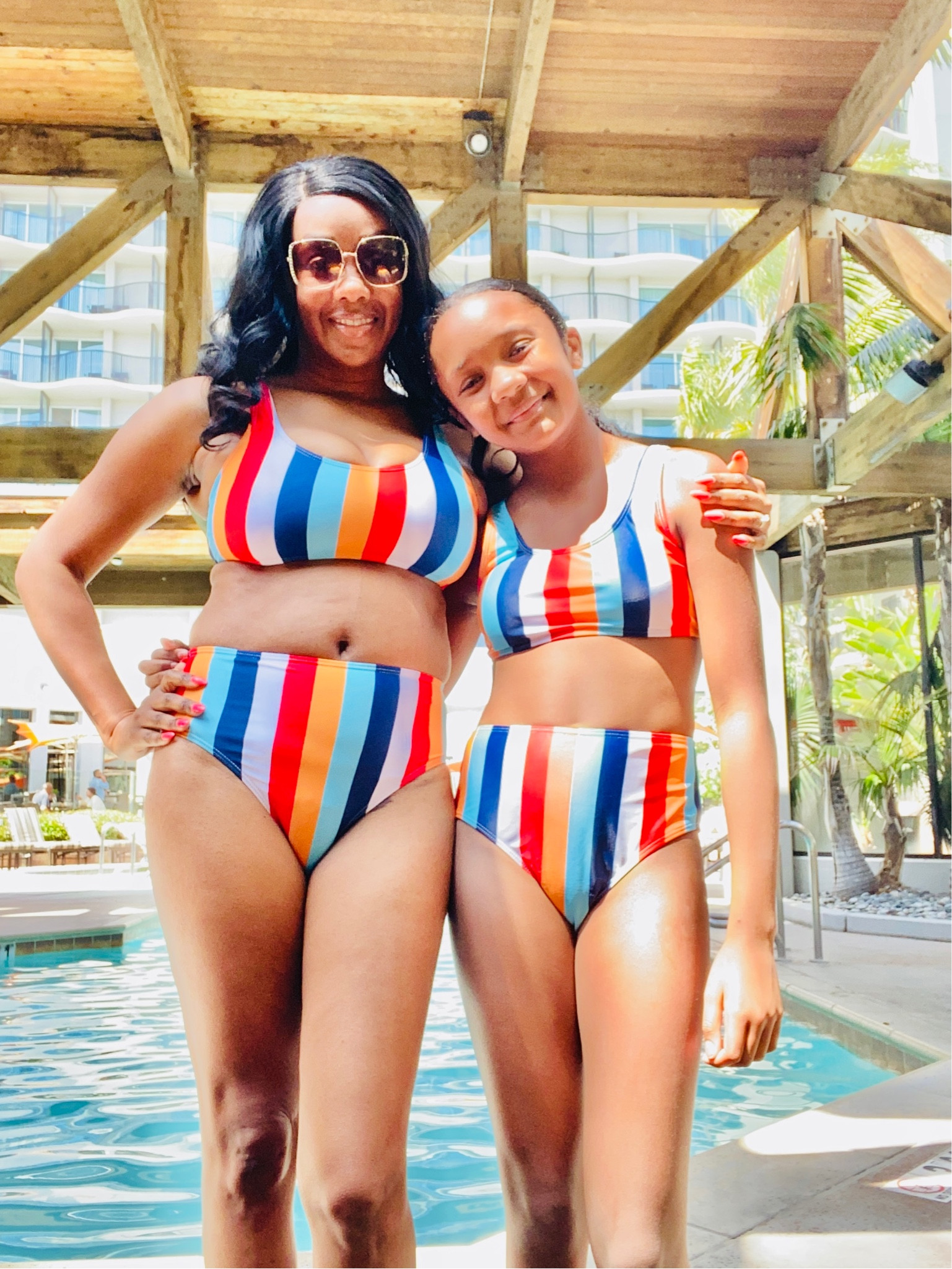 Colorful striped mommy and me matching swimsuits. ❤️🧡🩵💙🤍

#LTKtravel #LTKFind #LTKSeasonal