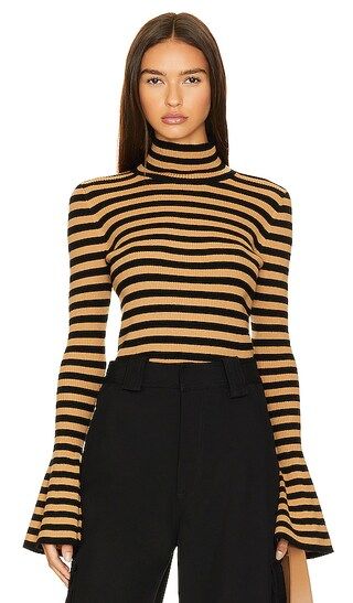 Mirabel Sweater in Black Camel Stripe | Revolve Clothing (Global)