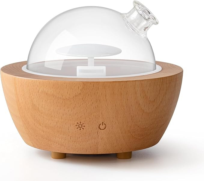 Wanlola 200ml Glass Essential Oil Diffuser with Natural Wood Base, Aromatherapy Diffusers for Hom... | Amazon (US)
