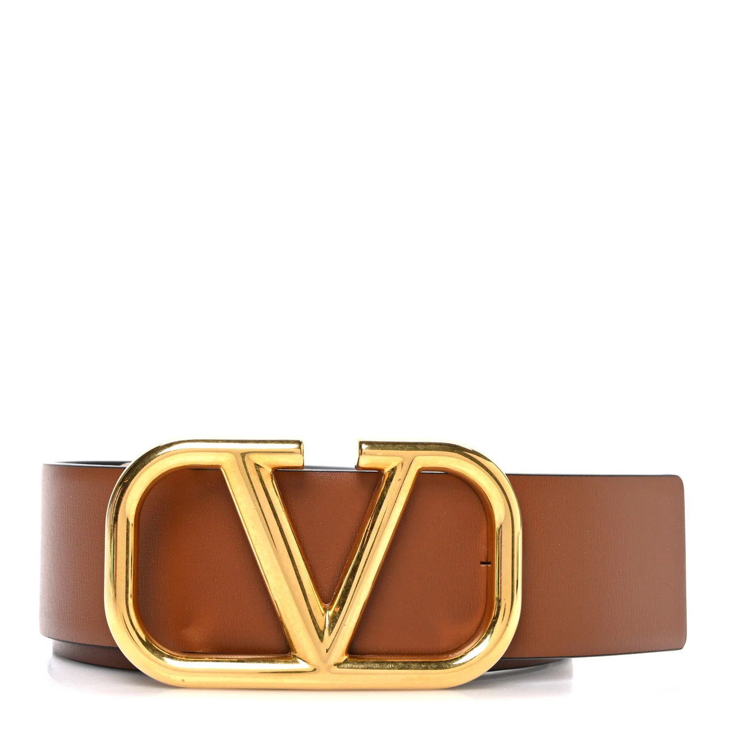 Glossy Calfskin VLogo Reversible 30mm Belt 85 34 Saddle Brown Black | FASHIONPHILE (US)