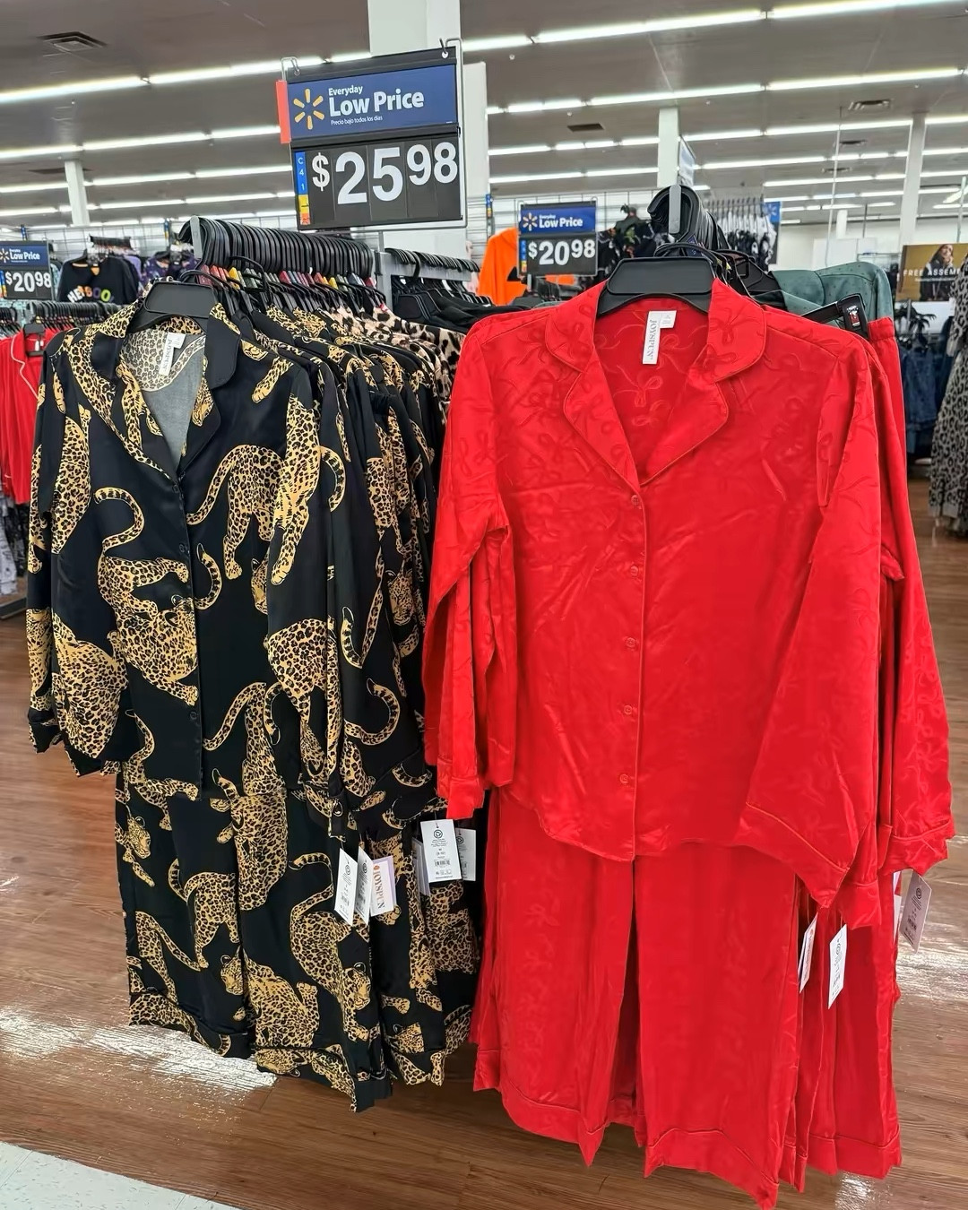 walmart pajamas sleepwear loungewear womens pjs cozy finds holiday style satin set leopard print red pajama set comfy chic budget fashion