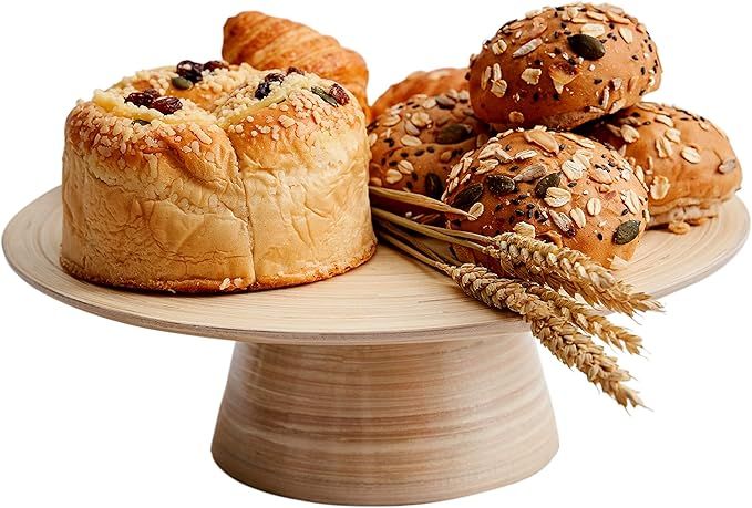 Bamboo Cake Stand, Wood Cake Plate Serving Stands for Parties Birthday, Wedding, Wooden Cakes Sta... | Amazon (US)