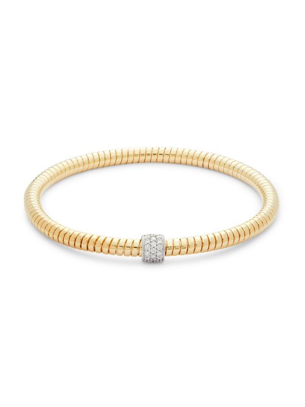 14K Yellow Gold Diamond Ribbed Bangle Bracelet | Saks Fifth Avenue OFF 5TH