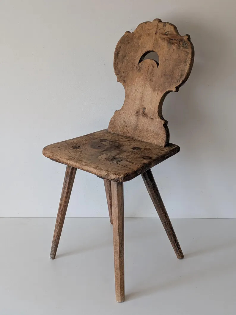 Antique Alpine Folk Art Chair - 19th Century Wooden Stabelle Mountain Chair - Etsy | Etsy (Global)