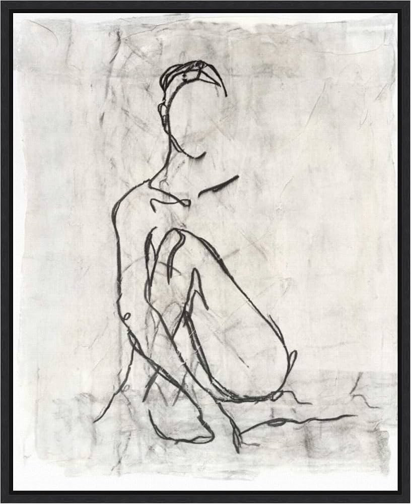 Amanti Art Framed Canvas Wall Art 20x16 Embellished Nude Contour Sketch II by Ethan Harper, Frame... | Amazon (US)