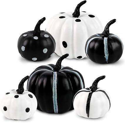 DomeStar Halloween Artificial Pumpkins, 6PCS 2 Sizes Faux Pumpkins Fall Decor Pumpkins Mini Pumpk... | Amazon (US)