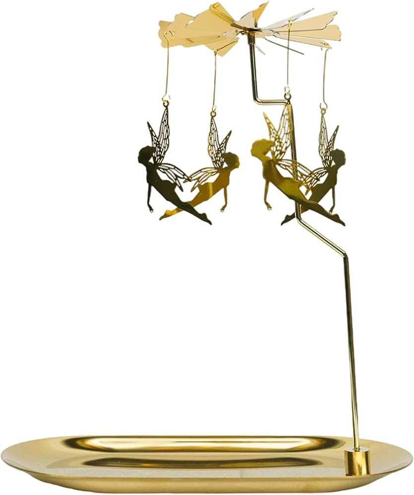 Fairy Rotating Candle Holder with Tray Tea Light Holder Metal Gold Candlestick Romantic Gift Cen... | Amazon (US)