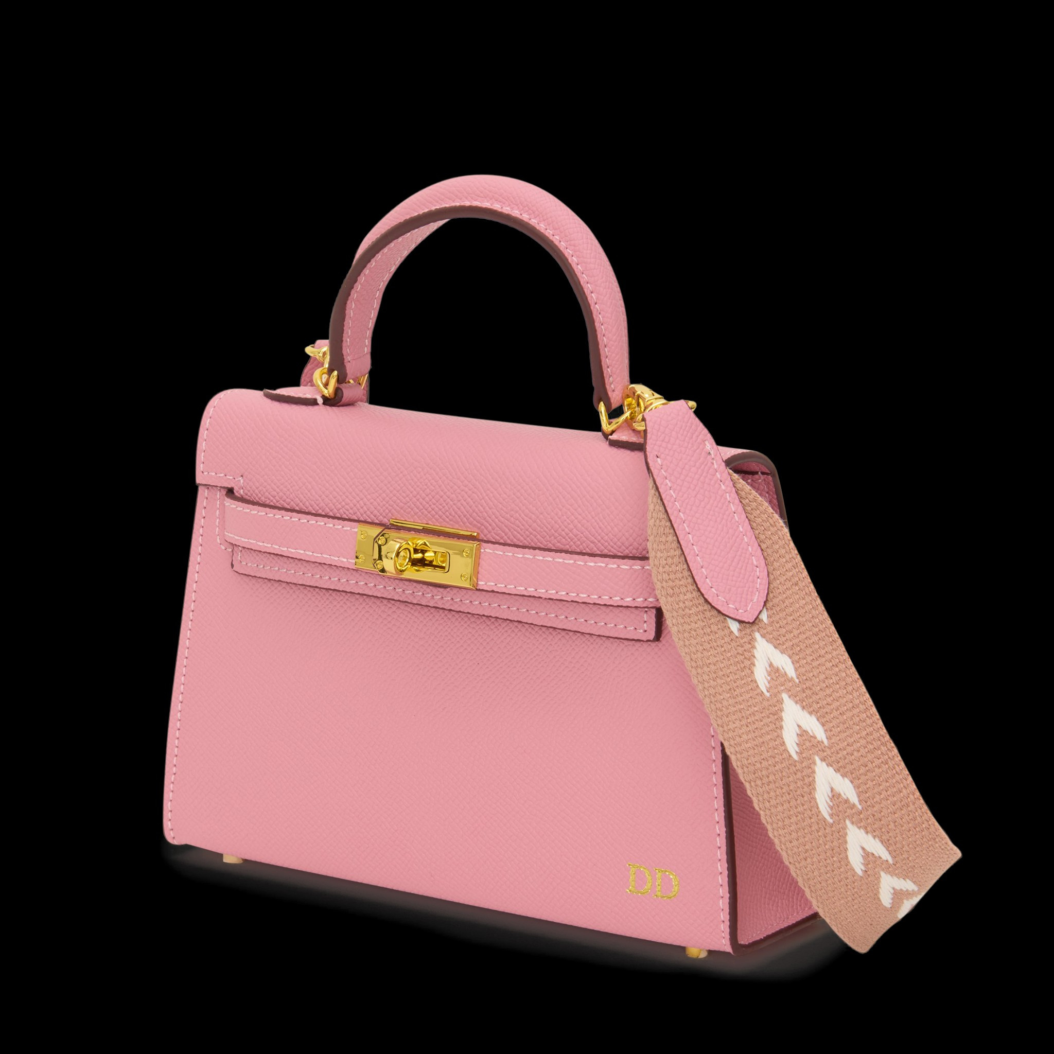 Lily & Bean Hettie Mini Bag - Blush Pink with Initials and Patterned S | Lily and Bean