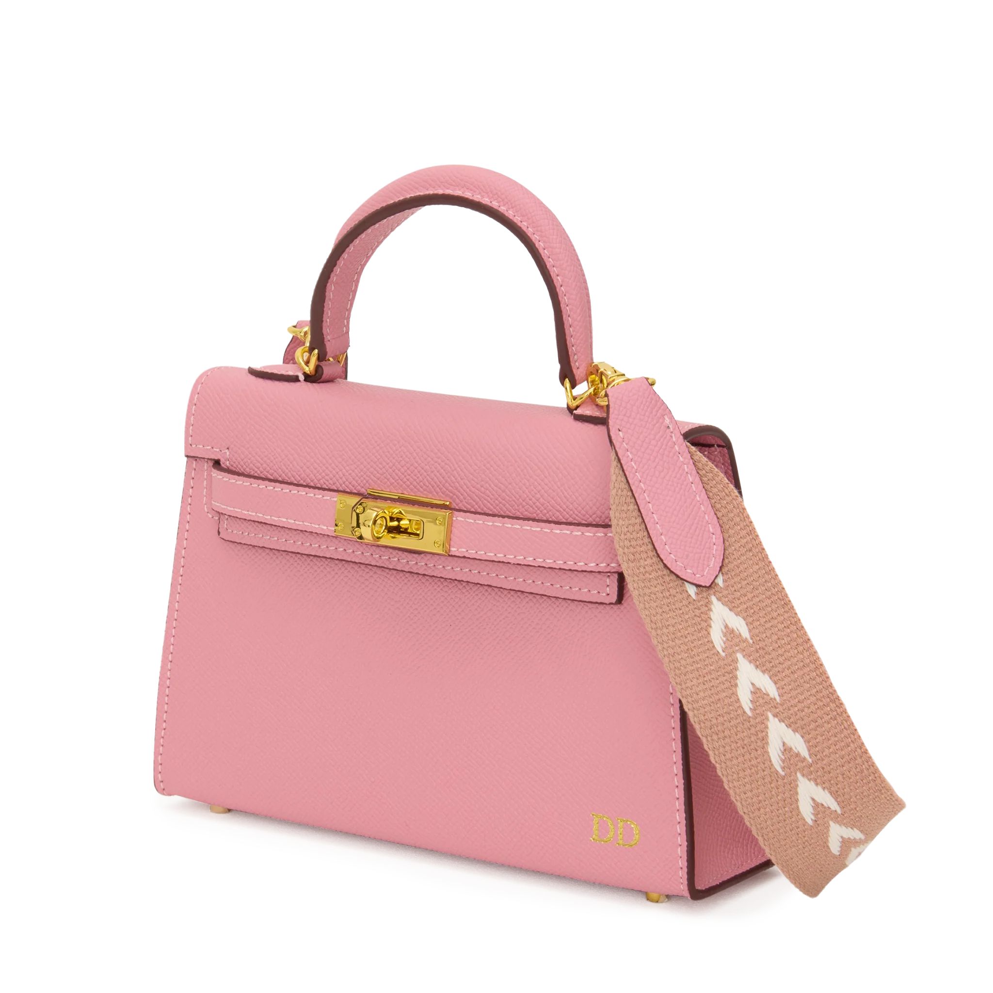 Lily & Bean Hettie Mini Bag - Blush Pink with Initials and Patterned F | Lily and Bean