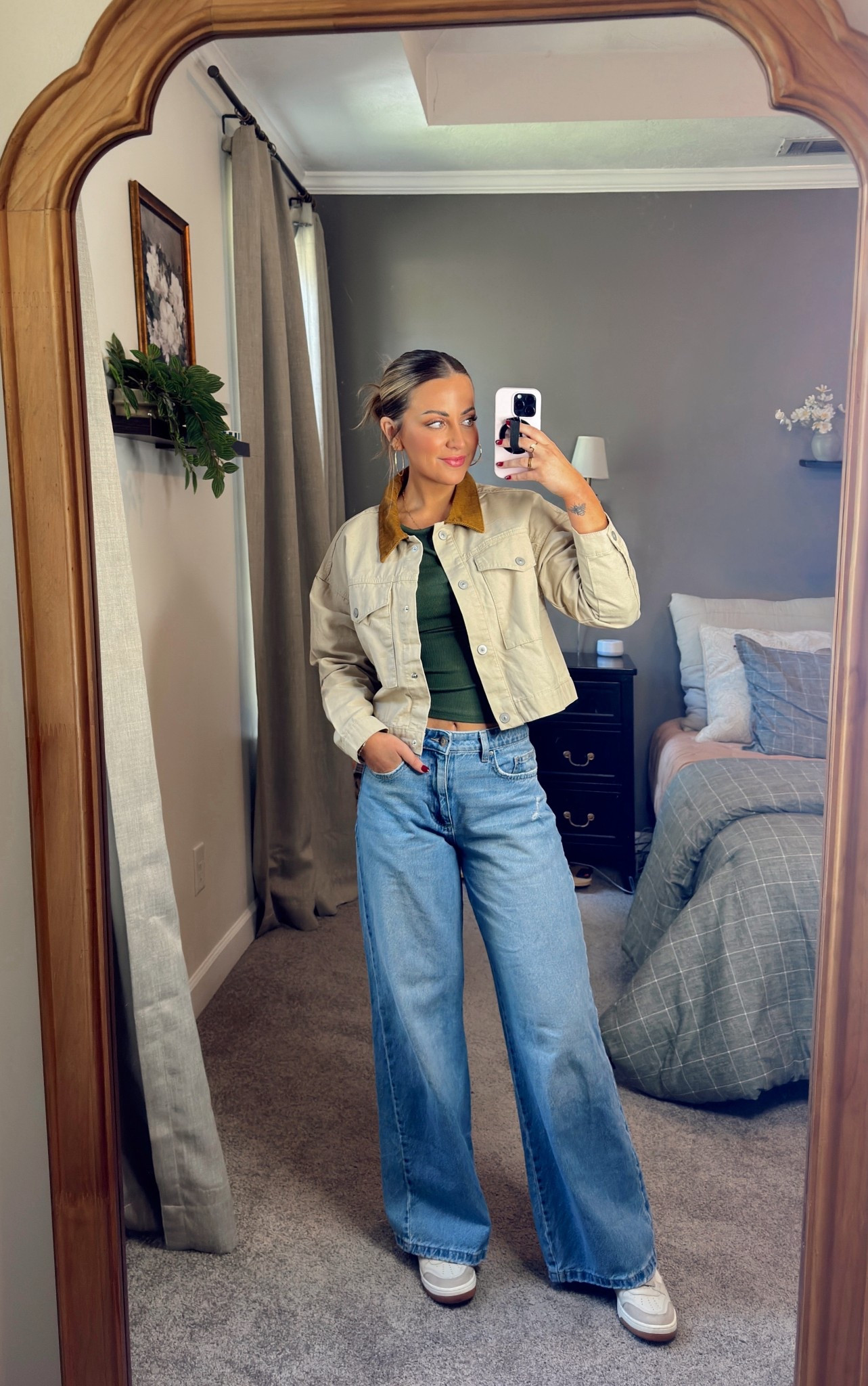 Yes, I’m wearing a kids jacket from Walmart but it’s under $25 and so cute. Wearing a size 14