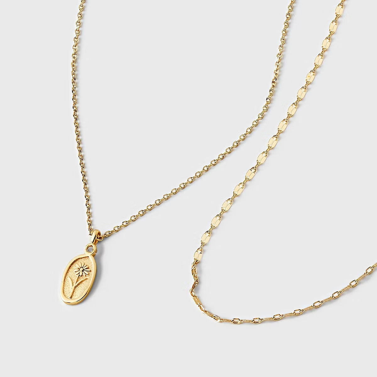 14K Gold Dipped Daisy Flower Pendant Duo Necklace - A New Day™ Gold | Target