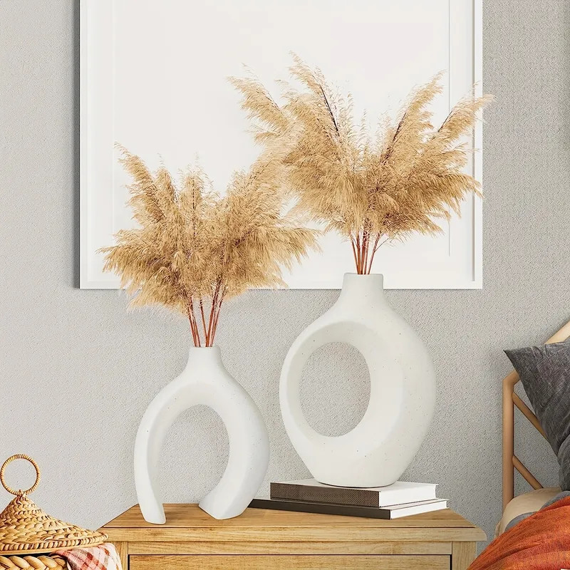 Hollow Ceramic Vase Set Of 2, Round Modern Vase For Nordic Minimalist Book Style Shelf Decor, Don... | Temu Affiliate Program