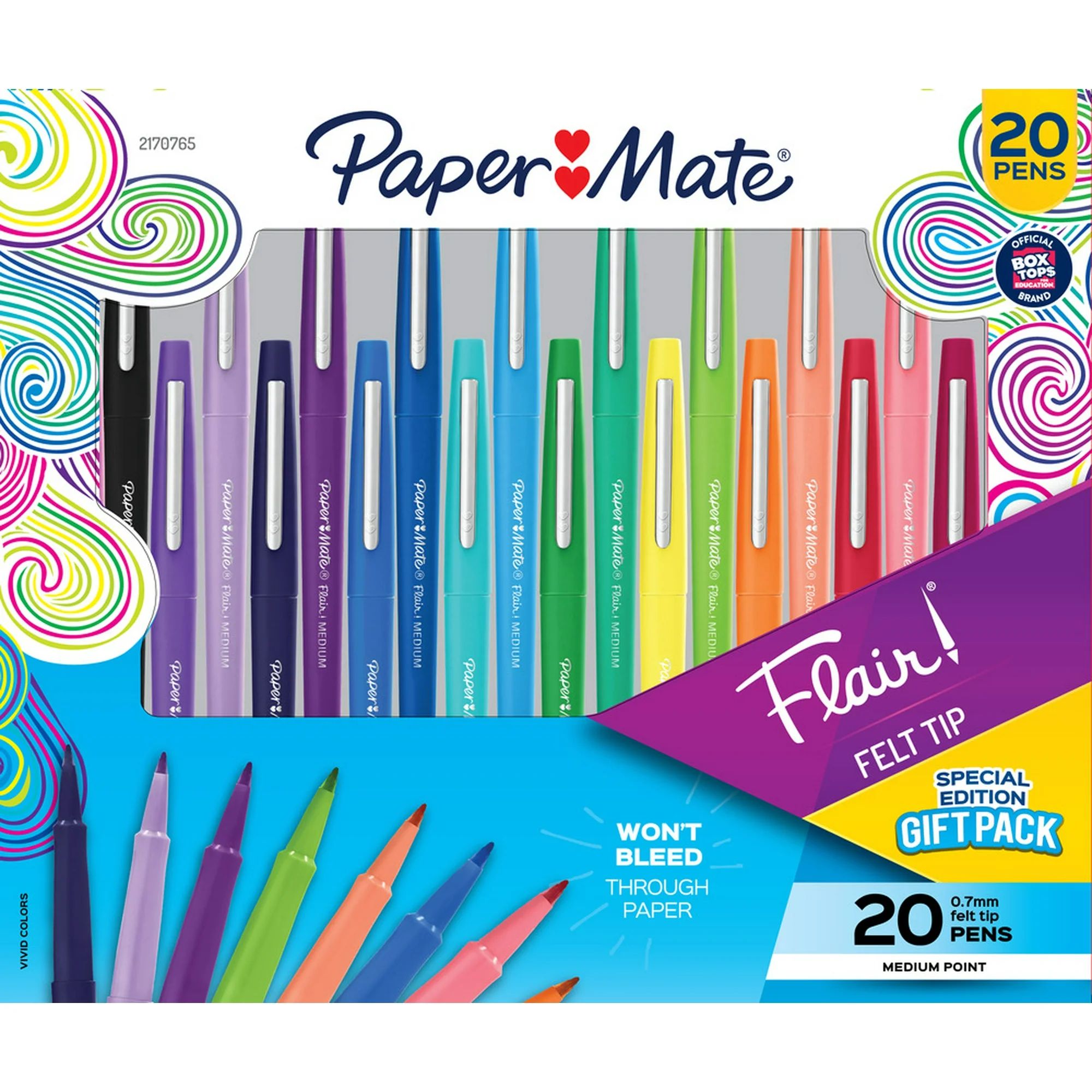 Paper Mate Flair Felt Tip Pens, Medium Point (0.7mm), Assorted Colors, 20 Count | Walmart (US)