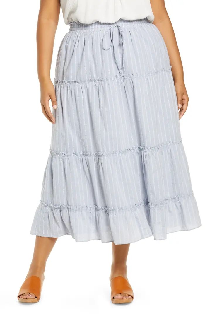 Striped Ruffle Tiered Pull-On Maxi Skirt | Nordstrom