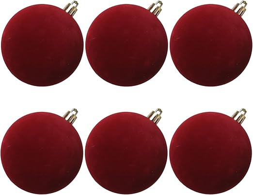 Senjie 4inch Christmas Tree Ornaments Velvet Balls,6pcs Flocked Decoration Balls Ornaments Sets f... | Amazon (US)